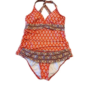 ANTONIO MELANI Red and Multicolor Patterned Tankini Swimsuit in a Women’s Small - Picture 1 of 7