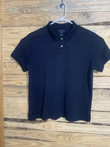L.L. Bean Polo Shirt XL Relaxed Fit Black 100% Cotton Short Sleeve Thailand - Picture 1 of 14