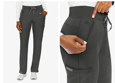 MED COUTURE 多口袋工装侧拉链女式磨砂裤 -XL-锡 — 第 1/4 张图片