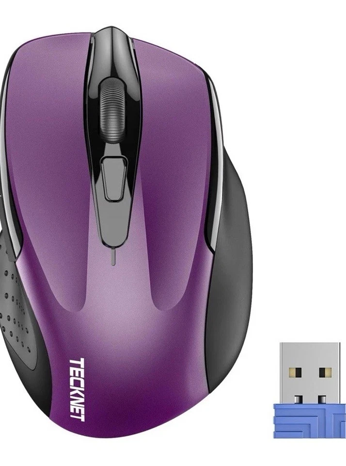 TECKNET Wireless Mouse 2.4G Ergonomic Optical Mouse 6 Buttons 5 Adjustment Level - Image 1 of 2