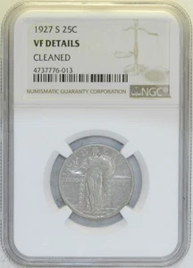 1927 S SLQ Standing Liberty Quarter NGC VF30 VF35 Details [cleaned] [F] - Picture 1 of 12