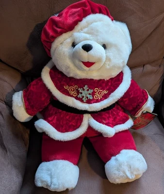 Винтажный 2000 снежинка Тедди 22» Рождество «Санта» плюшевый медведь плюшевая мягкая игрушка - Изображение 1 из 3