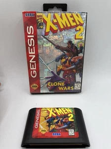 Sega Genesis X-Men 2 The Clone Wars Holo Holographic Tested Authentic No Manual - Foto 1 di 7