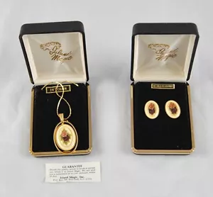 Pendientes y Collar Vintage Perforados Rosa Llenos de Oro 14K Poste Isla Mágica q2b8 - Imagen 1 de 1