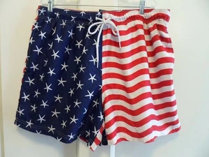 George Sz. 2XL (44-46) Mens AMERICAN FLAG PRINT PATRIOTIC Swim Trunks Lined EUC - Picture 1 of 12