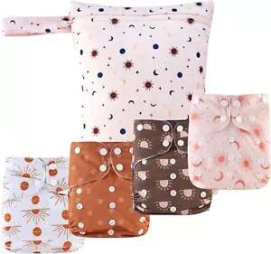 9 Sets Newborn Baby Cloth Pocket Diapers One Size Adjustable Reusable Washable - Picture 1 of 8