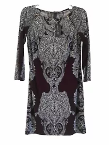 INC International Concepts Women Dress Sheath Exposed Zipped Printed Petite S M - Picture 1 of 6