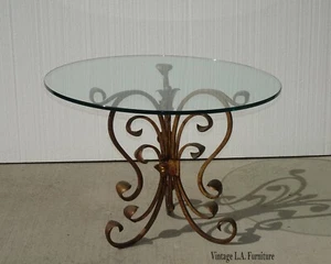 Vintage Hollywood Regency Tole Gold Iron Side Table Made in Italy - Picture 1 of 12