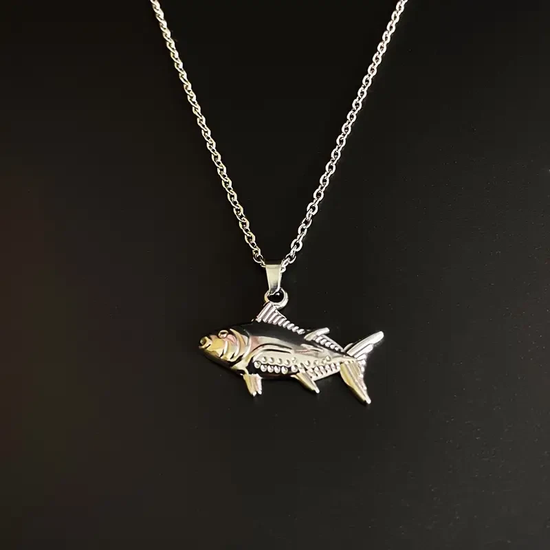 Fish Aquatic Jewelry Stainless Steel Fishing Sea Animal Pendant Necklace - Image 1 of 1