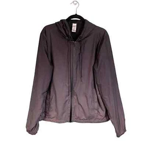 Alo Men's Ombre Gray Zip Up Front Windbreaker Drawstring Hoodie Jacket Medium - Picture 1 of 10