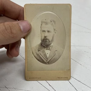 CDV Cabinet Studio Card Photograph Studio c1870s GoldRush Melbourne Stewarts Vic - Picture 1 of 2