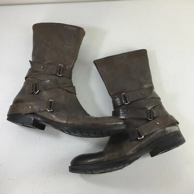 Leather Moto Boot Vera Wang Lavender Kipp 5 Brownmid Calf Boho Cute comfort** - Image 1 of 4