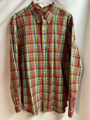 Camisa Polo Ralph Lauren 2XL Calce Clásico A Cuadros Abotonada Roja Azul Algodón XXL Foto 1 de 4