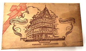 VTG France Confectionary Crystallized Strawberries Wooden Candy Box 4.5" x 8" - Picture 1 of 11