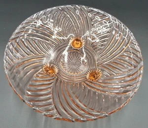 Pink Depression Glass 3 Footed Dish Fruit Bowl Tray Anchor Hocking Spiral Floral - Picture 1 of 6