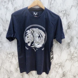 V 1969 Italia lentejuelas plateadas cabeza de león camisa negra pequeña - Imagen 1 de 5