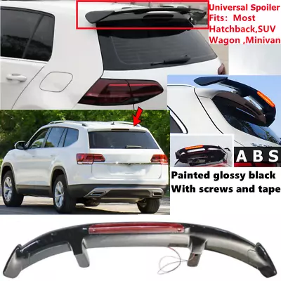 Universal Gloss Black Rear Roof Spoiler Wing w/ Light Fit For VW Atlas 2018-2020 - Image 1 of 4