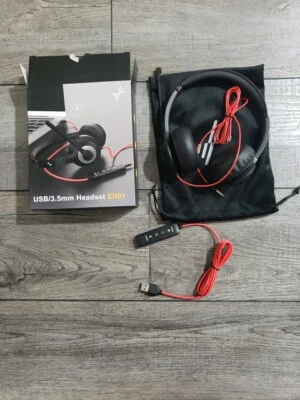 USB/3.5mm Headset EH01 with Mic for PC,  Phone, Tested Working  - Image 1 of 4