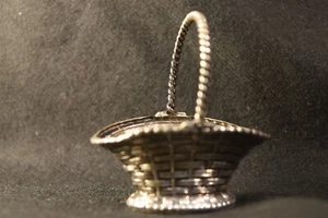 Antique Sterling Silver Miniature Basket 2 inch doll house - Picture 1 of 4