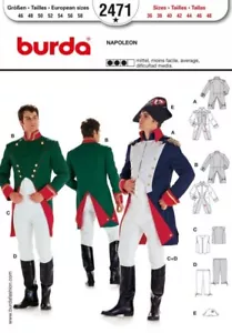 Burda Men's Costume NAPOLEON Historical Military Uniform Pattern 2471 Size 36-48 - Picture 1 of 7