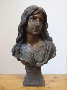 Paul Eugene Mengin, Buste de femme en bronze, cachet Susse Frères, 34cm - Imagen 1 de 11