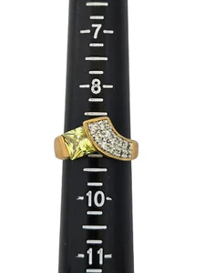 GR Thailand Ring goldfarben mit gelbem Stein und CZ Steinen - Bild 1 von 5