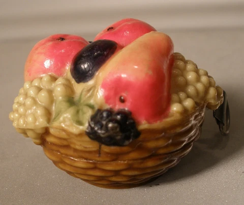 Vintage Celluloid Fruit Basket Tape Measure Cover