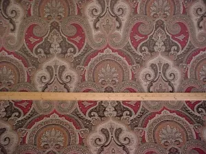 1-1/8Y KRAVET 30937 CHOCOLATE BROWN MERLOT PERSIAN IKAT UPHOLSTERY FABRIC - Picture 1 of 4