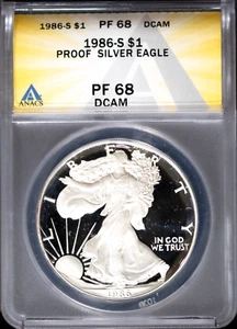 1986-S $1 Silver American Eagle PF 68 DCAM ANACS # 7539855 + Bonus. Frosty Cameo - Picture 1 of 2