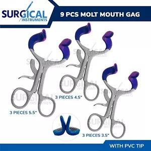 9 Molt Mouth Gag 3.5" 4.5" 5.5" for Anesthesia Dental, ENT, & Oral German Grade - Foto 1 di 3