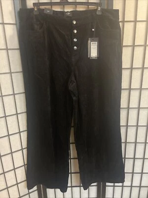 Vero Moda Corduroy Pants Womens Size 18” 32 Curve Black Wide Leg Super High Rise - Image 1 of 4