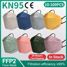 50/100 PCS Adults KF94 Protective 4 Layer Face Mask BFE≥95% Disposable Masks