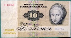 DENMARK 10 KRONER NOTE FROM 1977, P48 - Picture 1 of 2