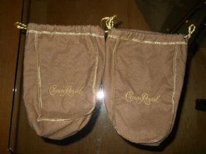 Crown Royal Vanilla Bags Tan With Gold Embroidery 9"h x 6"w -Your choice 1 or 2 - Picture 1 of 3