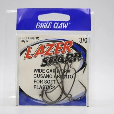 Gancho de pesca Eagle Claw Lazer Sharp L7013BPG ancho espacio gusano tamaño 2/0 Foto 1 de 2