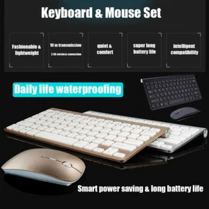 Wireless Bluetooth Keyboard+Mouse 2.4Ghz Optical Combo for Ipad Imac Classic - Picture 1 of 12