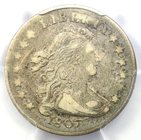 1807 Draped Bust Dime 10C - Certified PCGS VF Details - Rare Early Date Coin! Cover