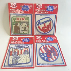 Lot 4 Vintage 1976 Bicentennial PATCHES USA Embroidered Flag America New NIP - Picture 1 of 5