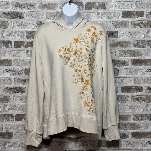 OFF WHITE Felpa con cappuccio Evys Tree donna Layla taglia XL avorio ricamata cottage core