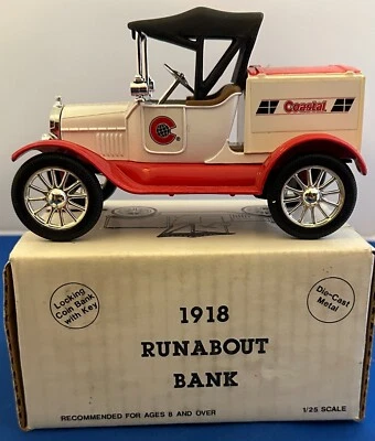 Vintage Ertl Die-Cast 1:25 scale Coin Bank- 1918 Ford "T" Runabout – Coastal Oil - Image 1 of 4