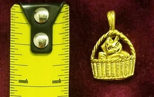 Rabbit in Wicker Basket Pendant New Old Stock Necklace Jewelry Easter Bunny Cute - Picture 1 of 2