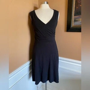 Patagonia Porch Song Faux Wrap Cotton Stretch Dress L Black - Picture 1 of 6
