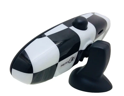 2009 MINI COOPER BLACK/WHITE CHECKERED REAR VIEW MIRROR W/ 4 PIN PLUG E 1010784 - Image 1 of 4