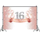 16th Backdrop Pink Balloon Rose Gold Lady Birthday Party Photo Background Decor