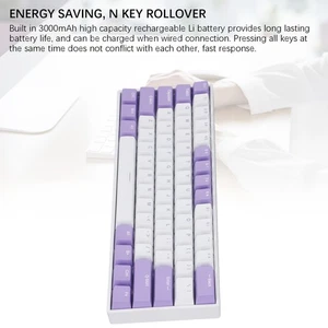 60% Mechanical Keyboard 61 Keys Blue Switch RGB Backlit Wireless 2.4G BT 3.0 NEW - Afbeelding 1 van 12