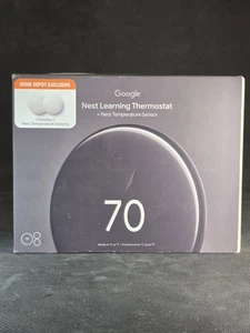 Google Nest Learning Thermostat 4th Gen Polished Obsidian 2 SENSORS "New Read" - Picture 1 of 7