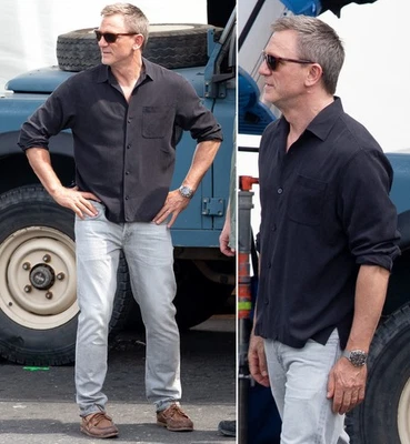 Camisa James Bond 007 Tommy Bahama Catalina Sarga Negra Talla Mediana Talla Grande Foto 1 de 4