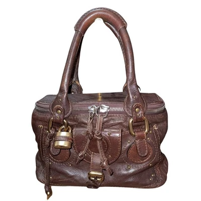 Vintage RARE Chloe Paddington Leather Vanity Satchel Handbag in Brown AUTHENTIC - Image 1 of 4