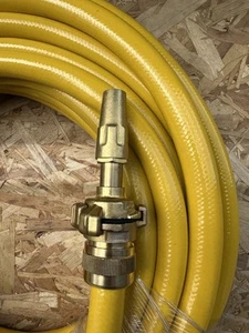 3/4" Reinforced 20mt Yellow Garden water Hose Fitted With Geka spray Nozzle - Picture 1 of 2