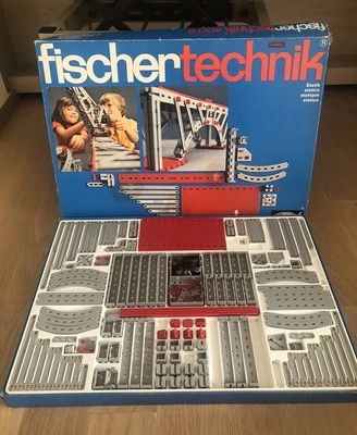 Brinquedo de construção Fischer Technik 400S construção com caixa manual Alemanha década de 1970 - Imagem 1 de 4